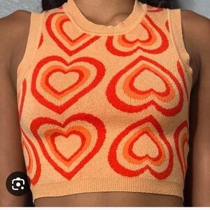 La Hearts Orange and Red Heart Sweater